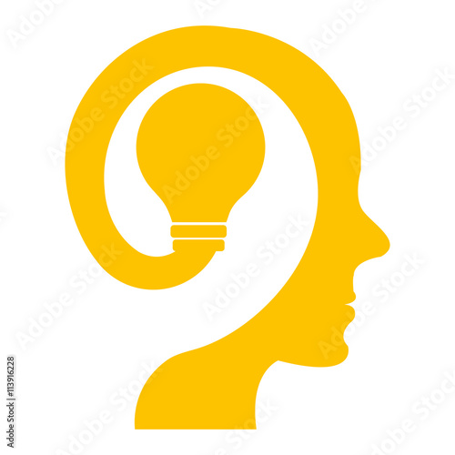 colorful human head with light bulb  icon,vector graphic