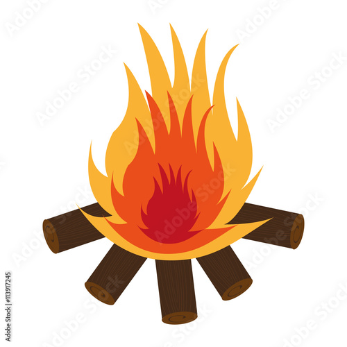 wooden logs with flame,vector graphic