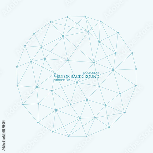 Structure molecule and communication Dna, atom, neurons. Science concept for your design. Connected lines with dots. Medical, technology, chemistry, science background. Vector illustration.