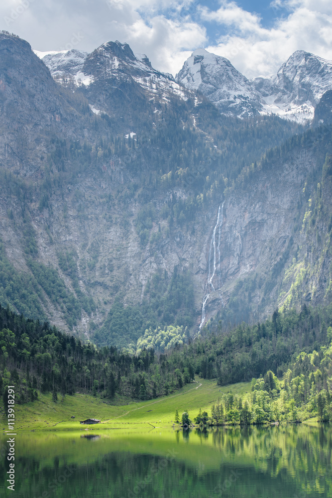 Beautiful Lake Obersee at National Park Berchtesgaden, Bavaria, Germany