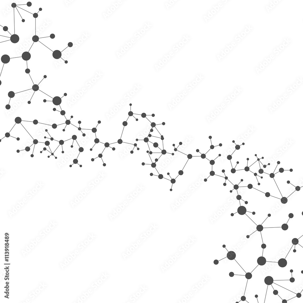 Obraz premium Structure molecule and communication Dna, atom, neurons. Science concept for your design. Connected lines with dots. Medical, technology, chemistry, science background. Vector illustration.
