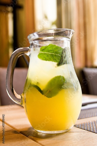 Chilled juice with ice and mint