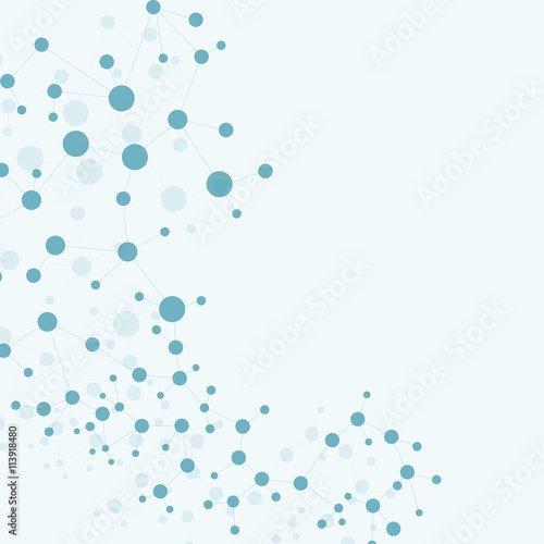 Structure molecule and communication Dna, atom, neurons. Science concept for your design. Connected lines with dots. Medical, technology, chemistry, science background. Vector illustration.
