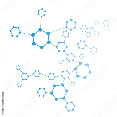Structure molecule and communication Dna, atom, neurons. Science concept for your design. Connected lines with dots. Medical, technology, chemistry, science background. Vector illustration.