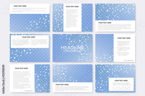 Big set of vector templates for presentation slides. Modern graphic background molecule structure and communication. Medical, science, chemistry, technology design