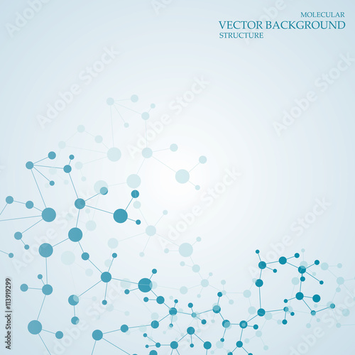 Structure molecule and communication Dna, atom, neurons. Science concept for your design. Connected lines with dots. Medical, technology, chemistry, science background. Vector illustration.
