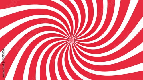 bright radial swirl motion background loop red white