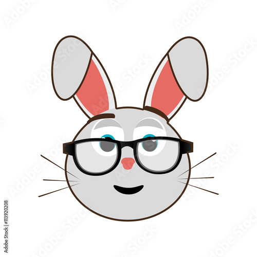 grey avatar rabbit with eyeglasses,vector graphic photo