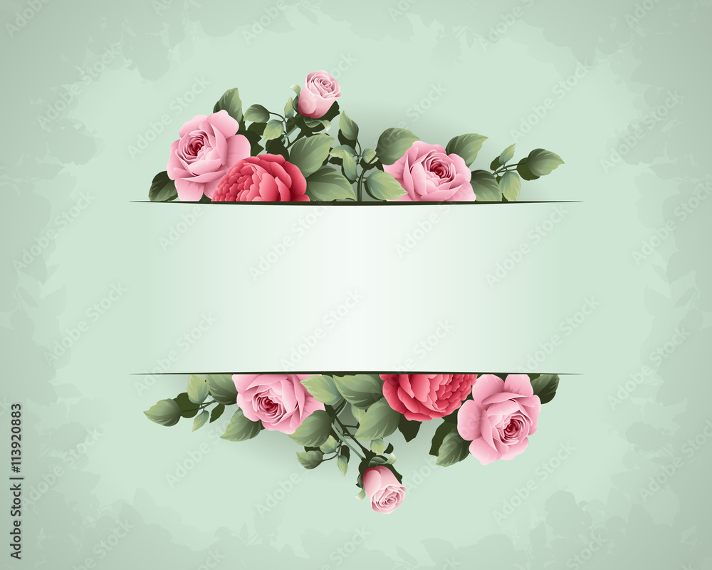 floral background / floral background with empty text space - obrazy, fototapety, plakaty 