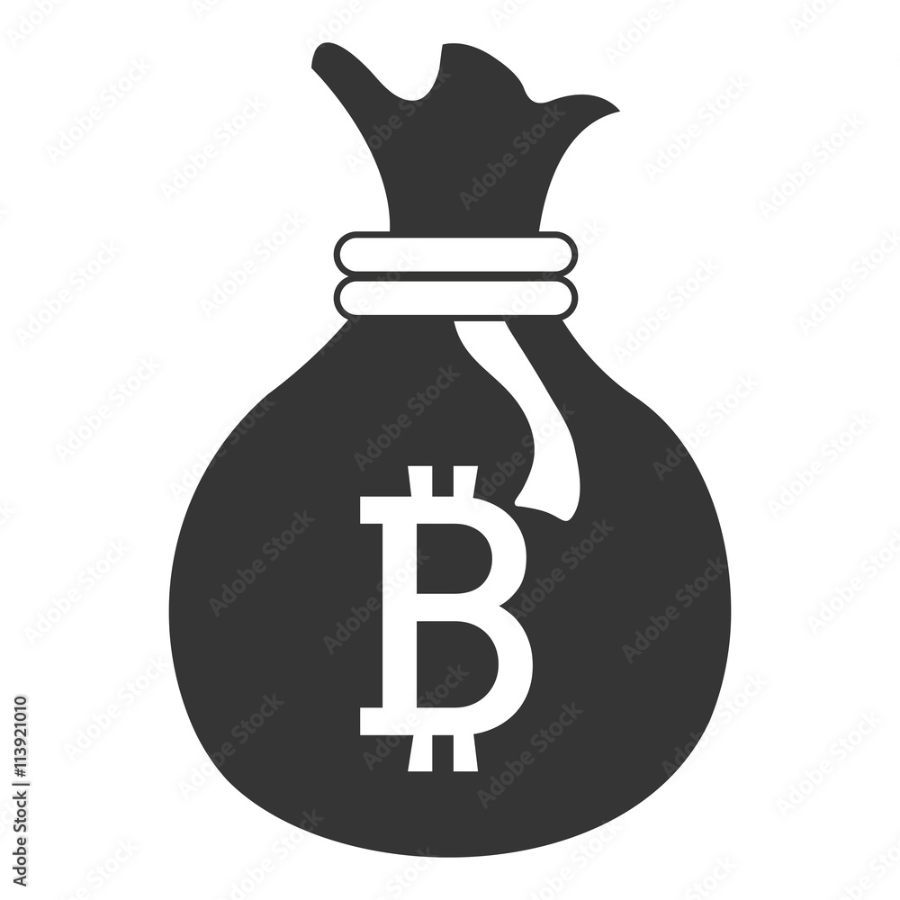 black money bag with bitcoin signal ,vector graphic black money bag with bitcoin signal ,vector graphic