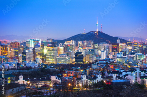 View of Seoul city skyline at night in South Korea