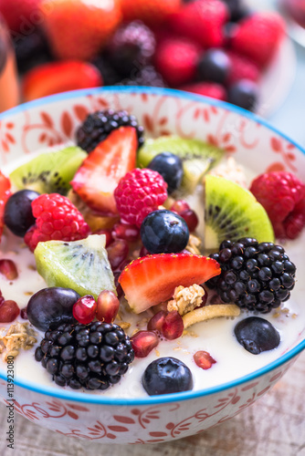 healthy start of summer morning, breakfast bowl
