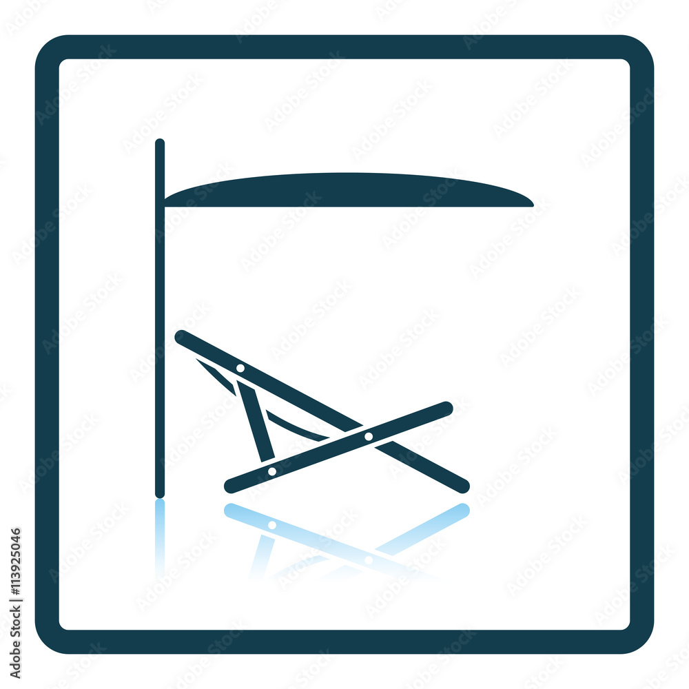 Sea beach recliner with umbrella icon