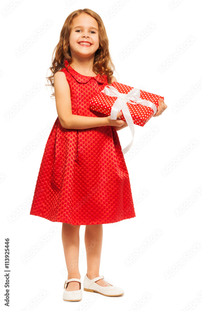 Happy smiling girl with birthday present Happy smiling girl with birthday present