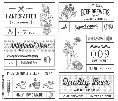 Beer Brewers Labels Black on Wite
