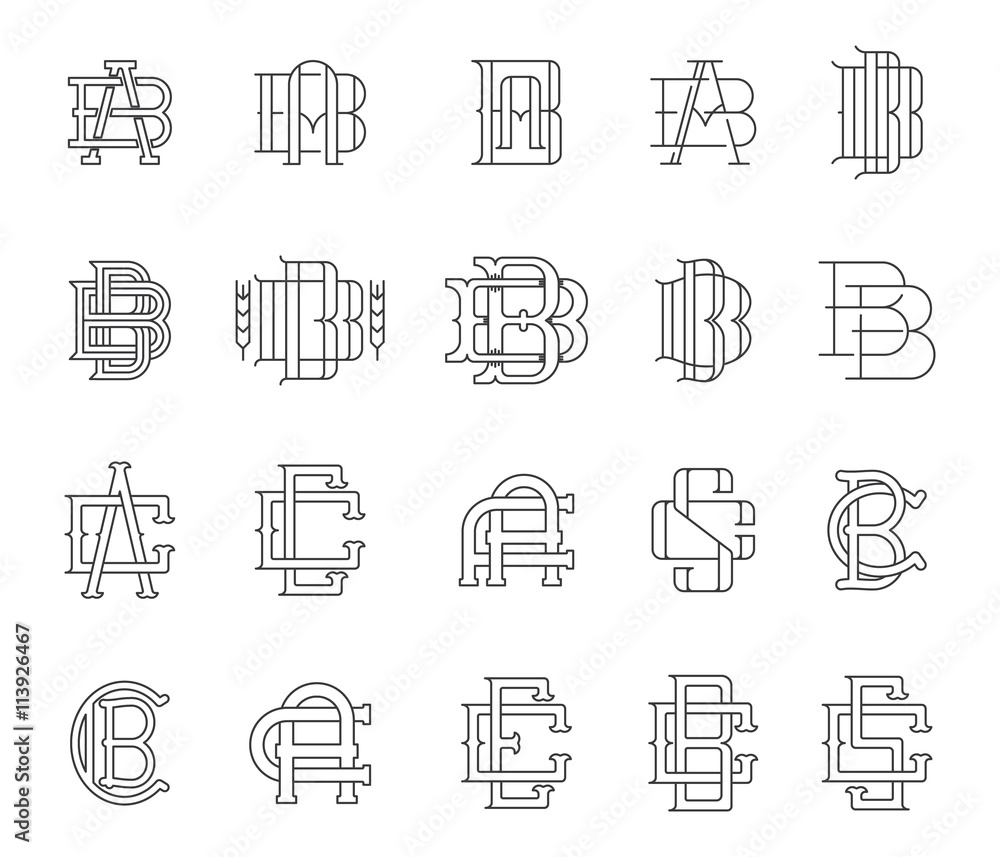 Typographic Monograms Black on White Typographic Monograms Black on White