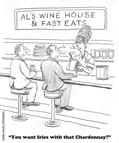 Cartoon about a winery with fast food.