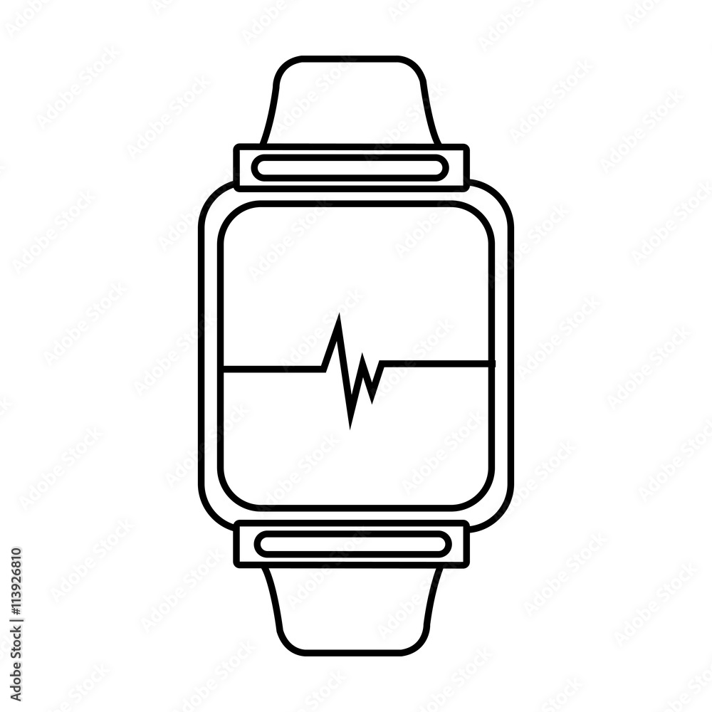 electronic watch with media screen front view over isolated background,vector illustration electronic watch with media screen front view over isolated background,vector illustration