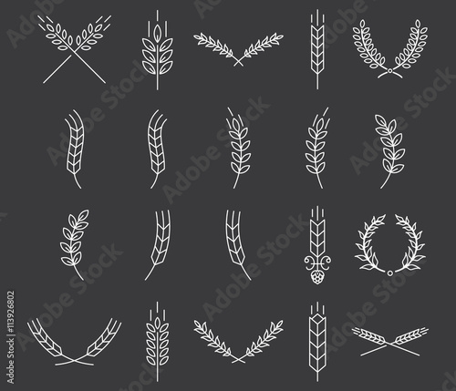 Wheat and Laurel White on Black