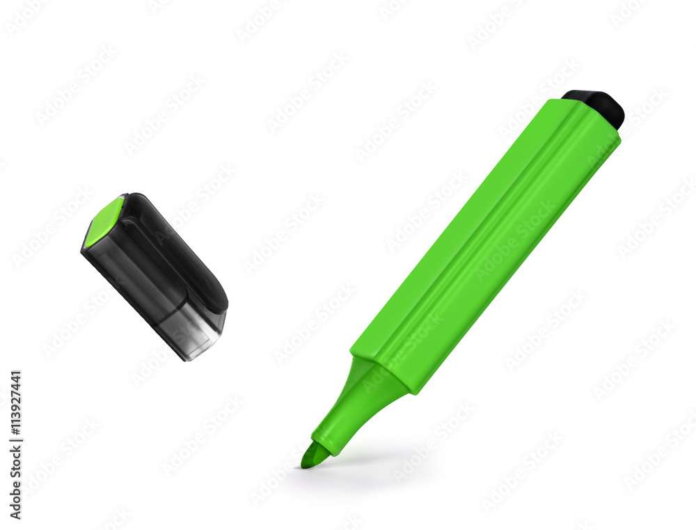 Green highlighter isolated on white background Green highlighter isolated on white background