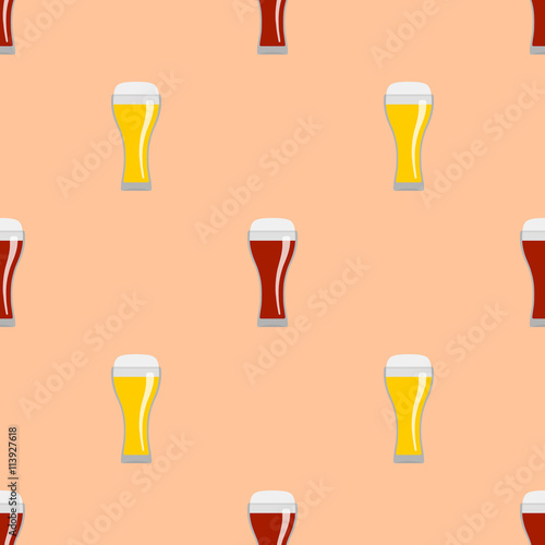 Glasses of red and light beer. Seamless pattern.