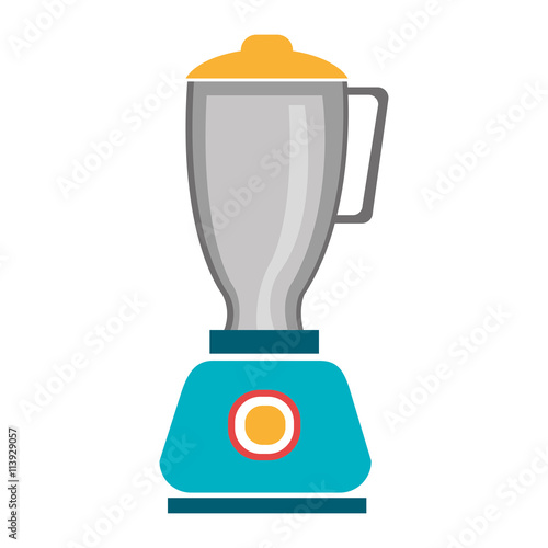 colorful blender with yellow cover front view over isolated background,vector illustration