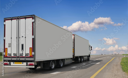 Container on the big highway. transport loads © Vitaly Krivosheev