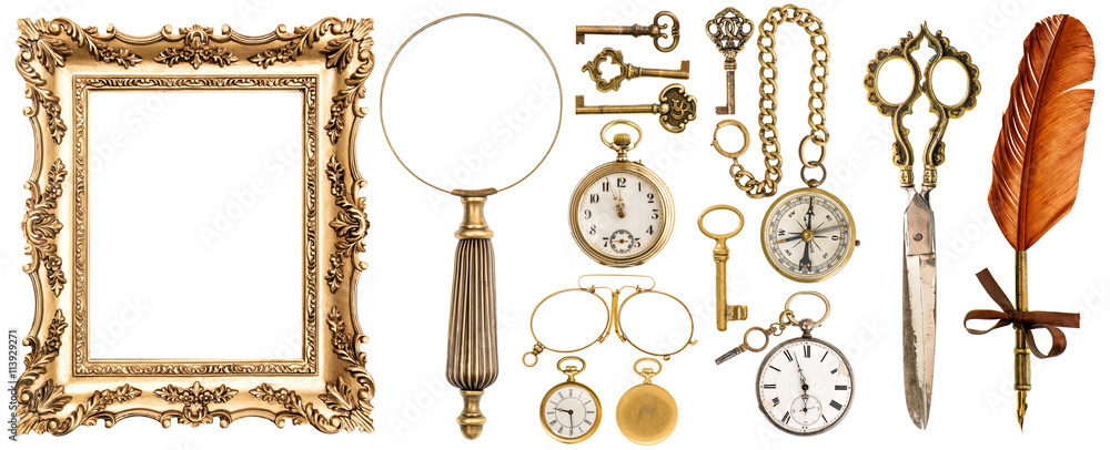 Collection golden vintage accessories antique objects picture fr