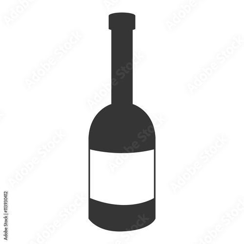 black liquor bottle with white square front view over isolated background,vector illustration