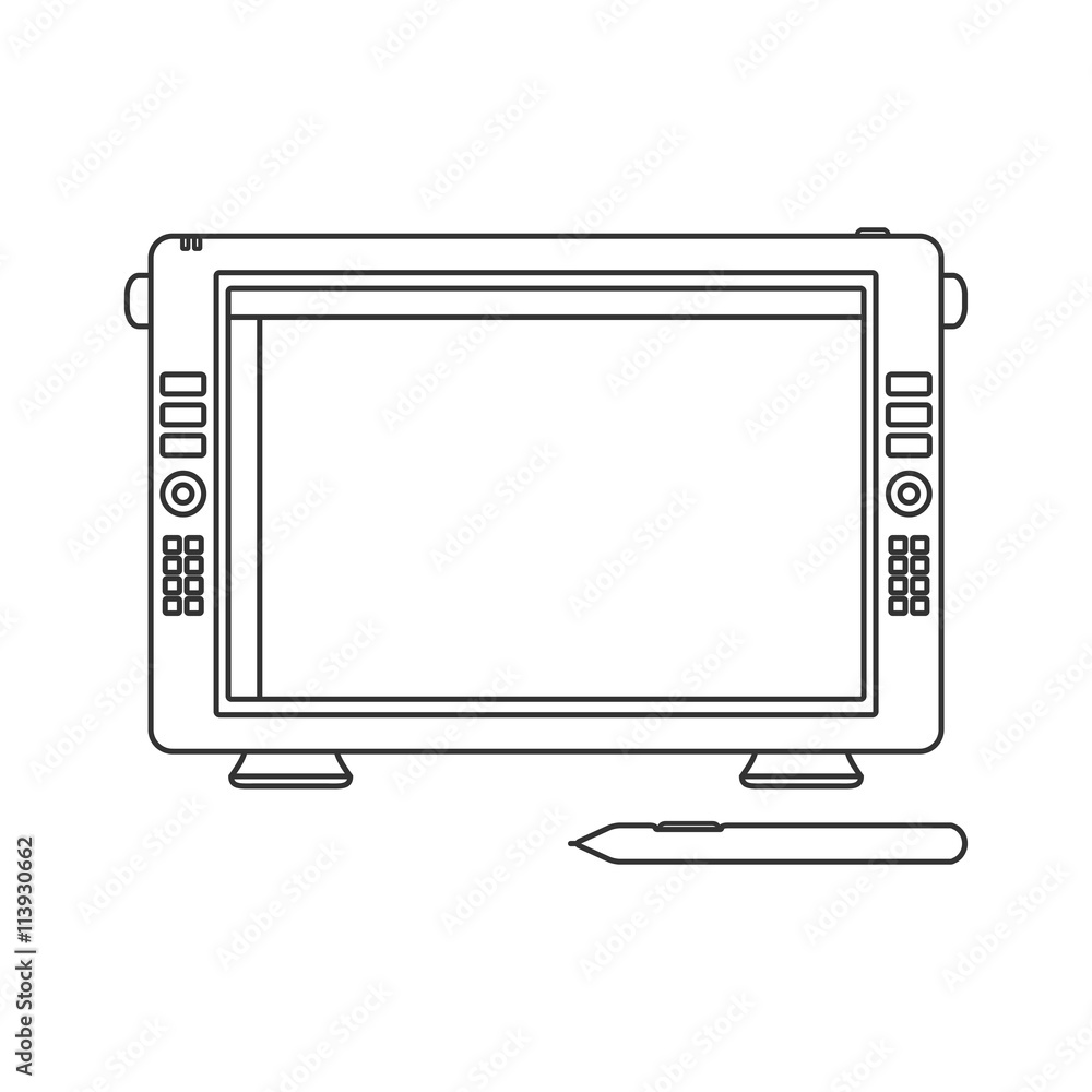 Pen display line icon.