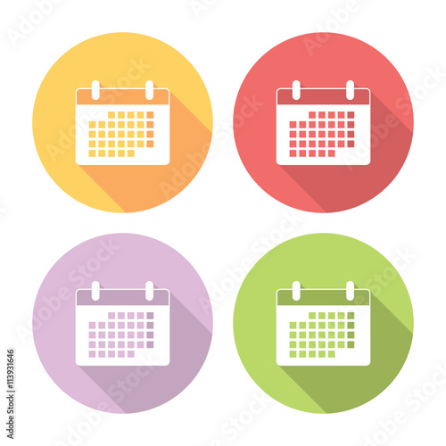 Calendar Schedule Page Flat Icons Set