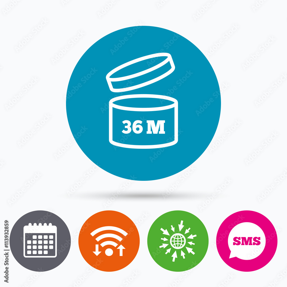 After opening use 36 months sign icon. After opening use 36 months sign icon.