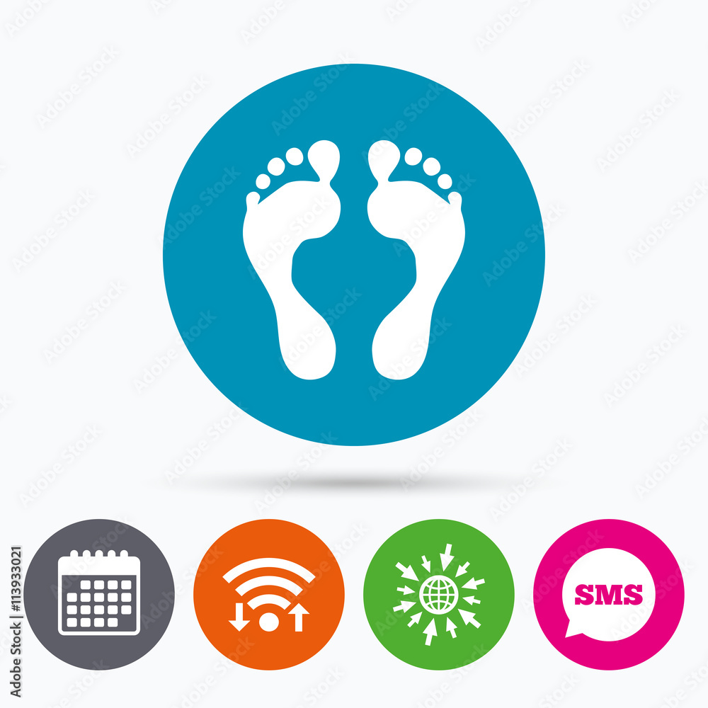 Human footprint sign icon. Barefoot symbol. Human footprint sign icon. Barefoot symbol.