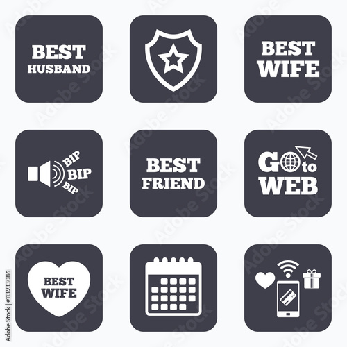 Best wife, husband and friend icons.