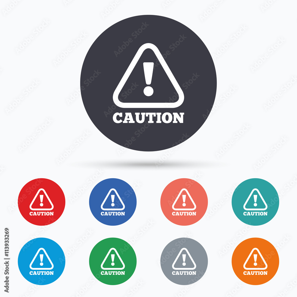 Attention caution sign icon. Exclamation mark. Attention caution sign icon. Exclamation mark.