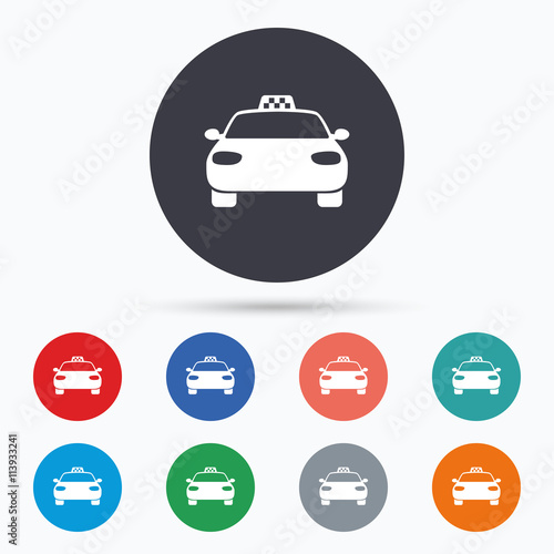 Taxi car sign icon. Public transport symbol.