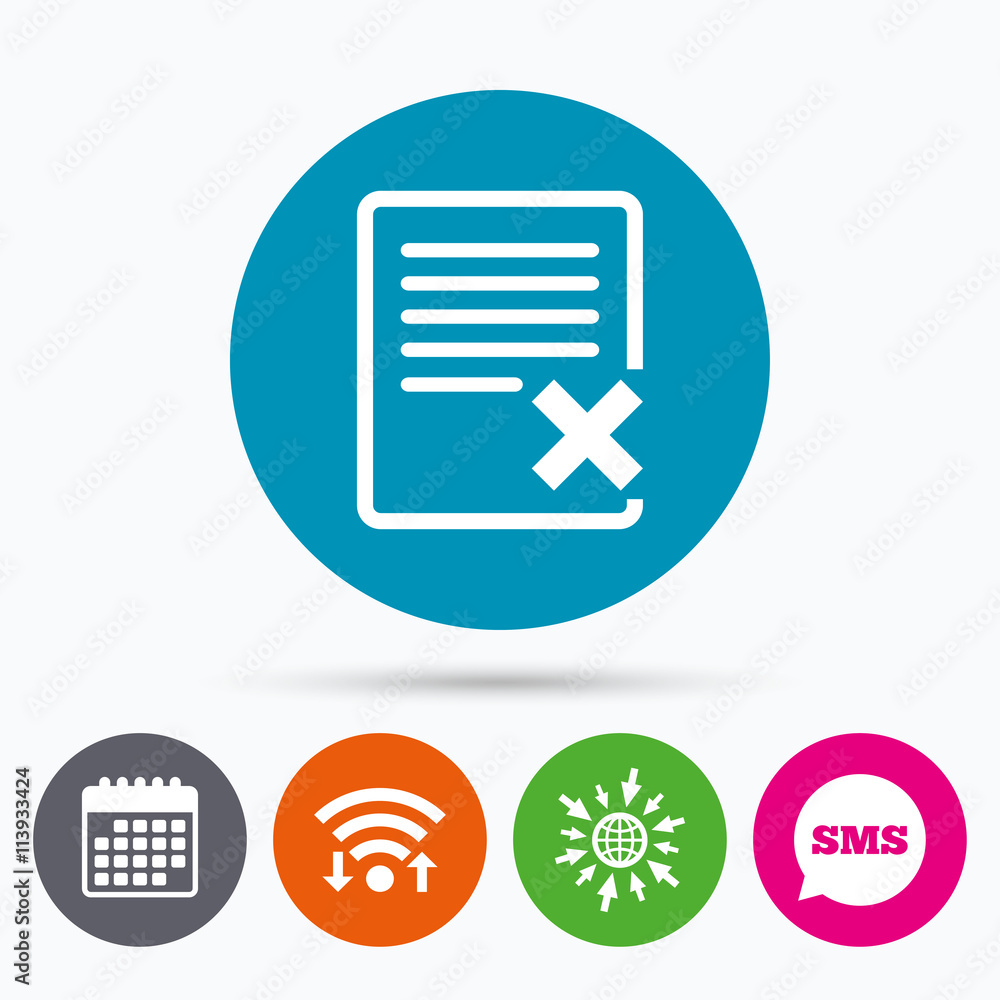 Delete file sign icon. Remove document symbol. Delete file sign icon. Remove document symbol.