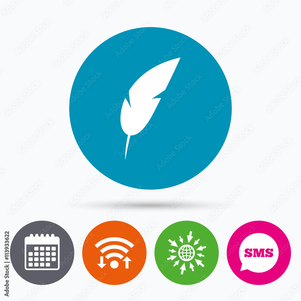 Feather sign icon. Retro pen symbol. Feather sign icon. Retro pen symbol.