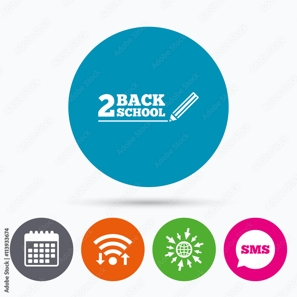 Back to school sign icon. Back 2 school symbol. Back to school sign icon. Back 2 school symbol.