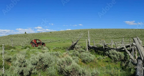 Mountain top old corral 4x4 recreation vehicle. Sanpitch Mountain in central Utah. Beautiful forest, trails, campgrounds, rock climbing and hiking. 4x4 ATV, UTV, motorcycle and jeep trails. photo