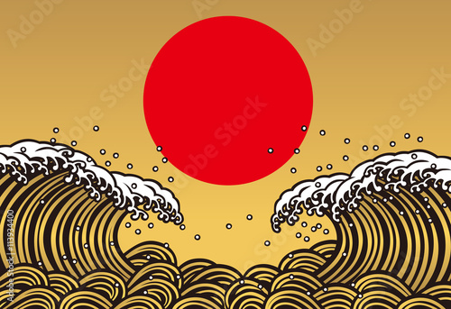 金の波　太陽　初日の出