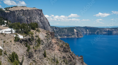 Rock formation overlooking Crater Lake in the Oregon Cascade range