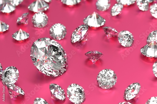 3D rendering Luxury diamonds on pink background