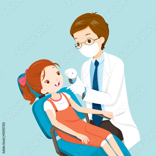 Dentist And Cute Girl On Dental Chair, Medical, Dentistry, Hospital, Checkup, Patient, Hygiene, Healthy, Treatment