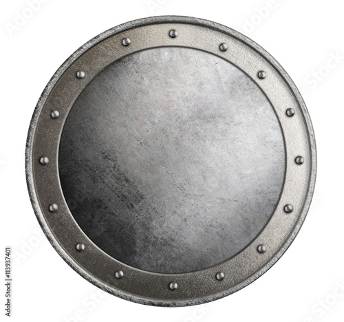 simple metal round shield isolated 3d illustration