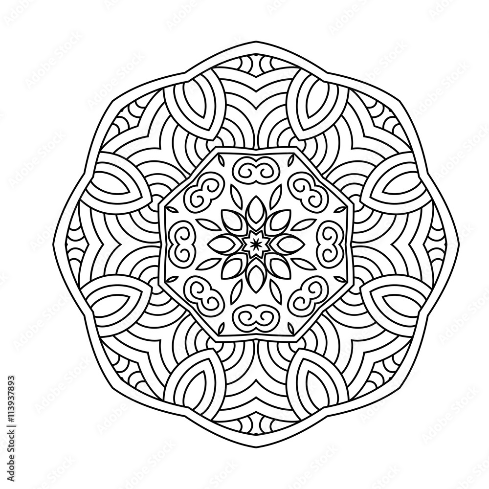 Round ornament. Mandala. Abstract background. Design for adult coloring page Round ornament. Mandala. Abstract background. Design for adult coloring page