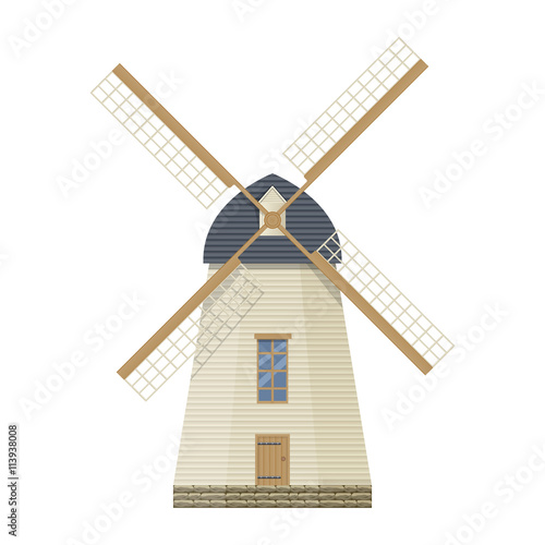 Windmill vector illustration isolated on white background