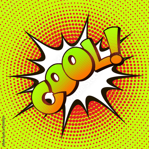 COOL pop art on a background of halftone.