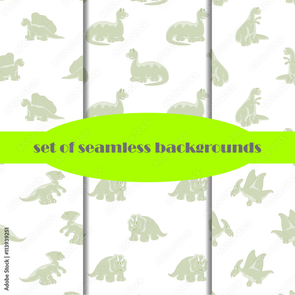 Dinosaurs. Set of seamless backgrounds