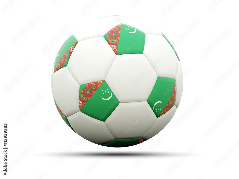 Flag of turkmenistan on football Flag of turkmenistan on football